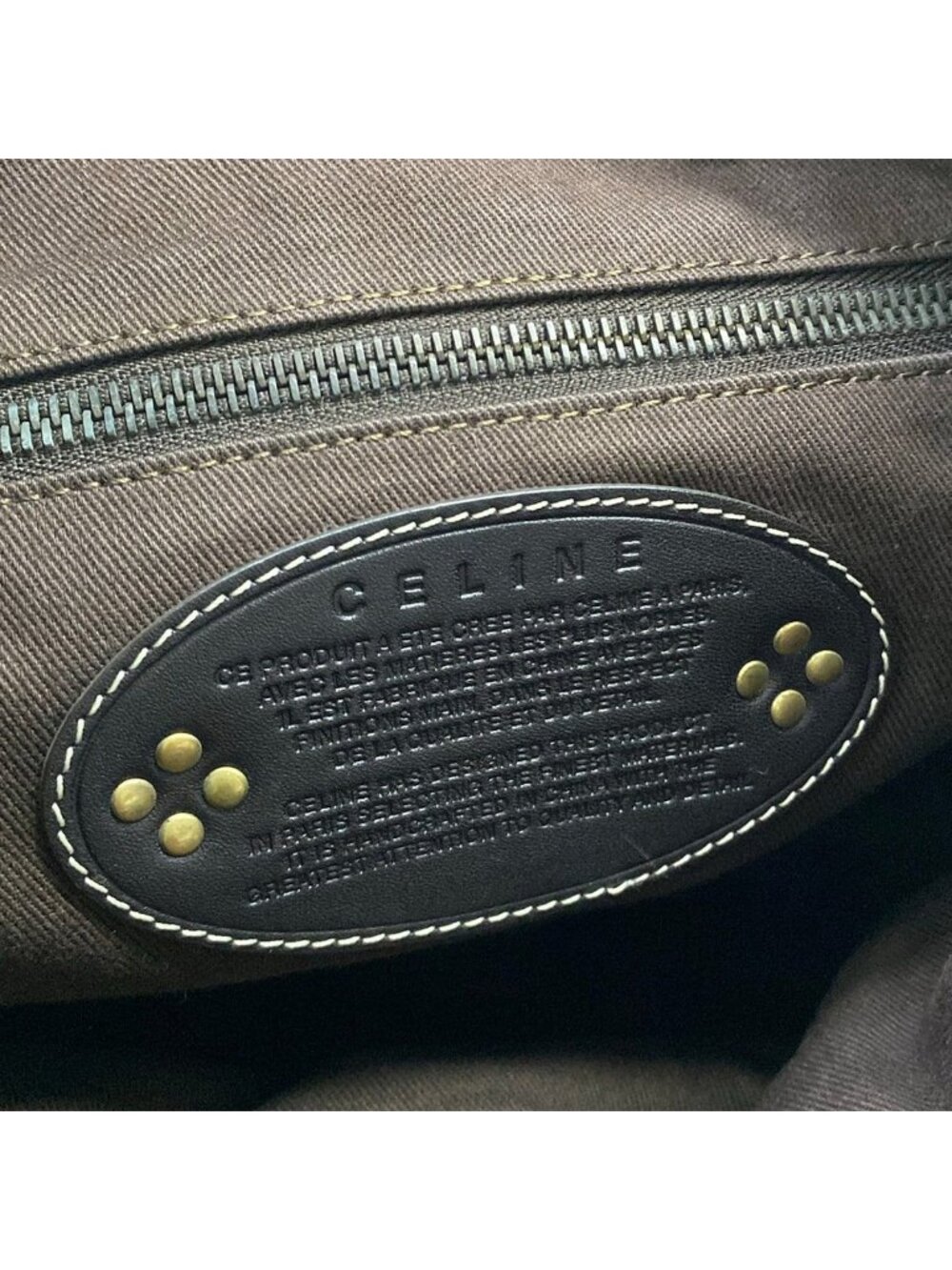Celine Tote Macadam Pattern Dark Brown Beige Leather - Picture 8 of 15